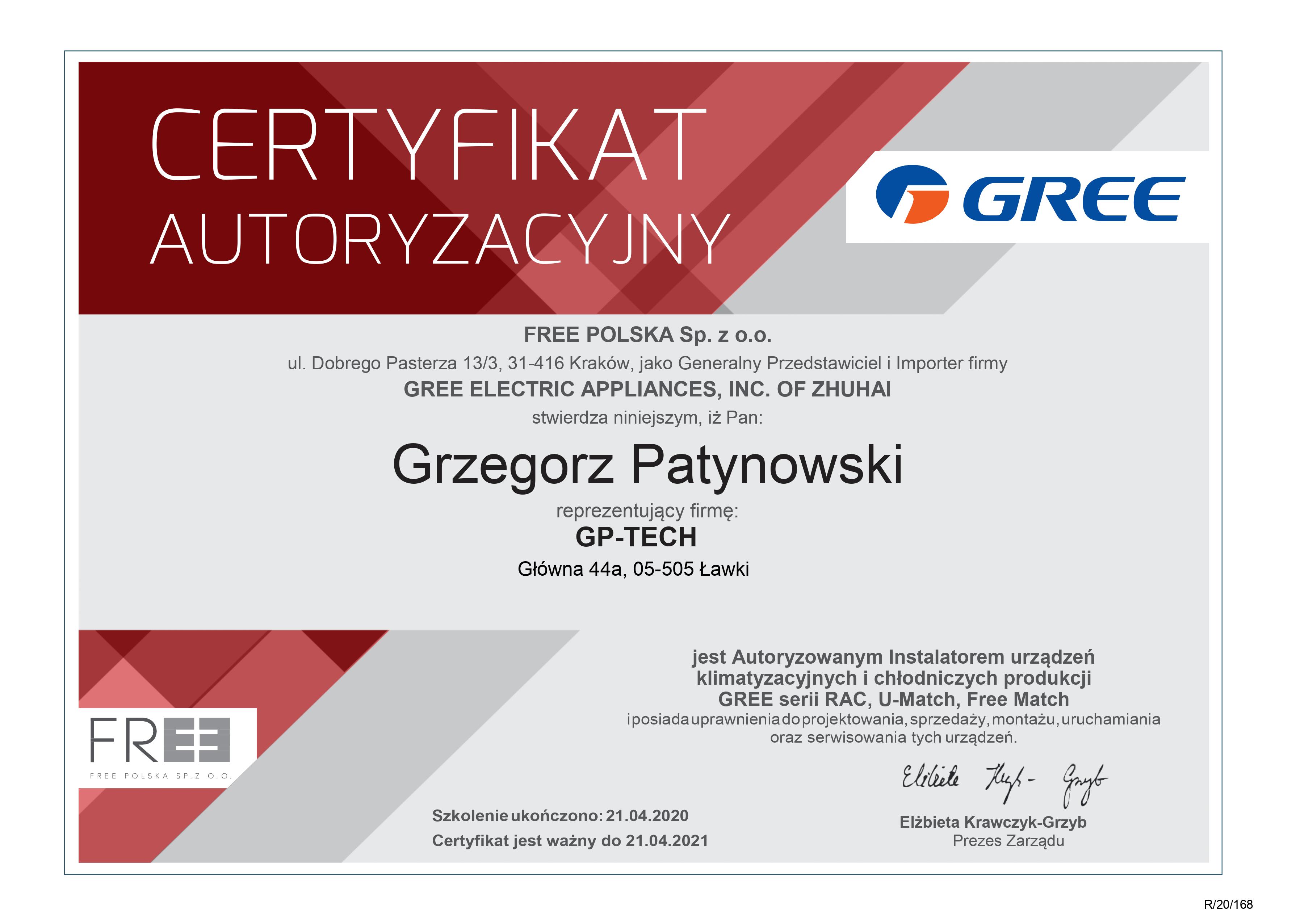 certyfikat greegp