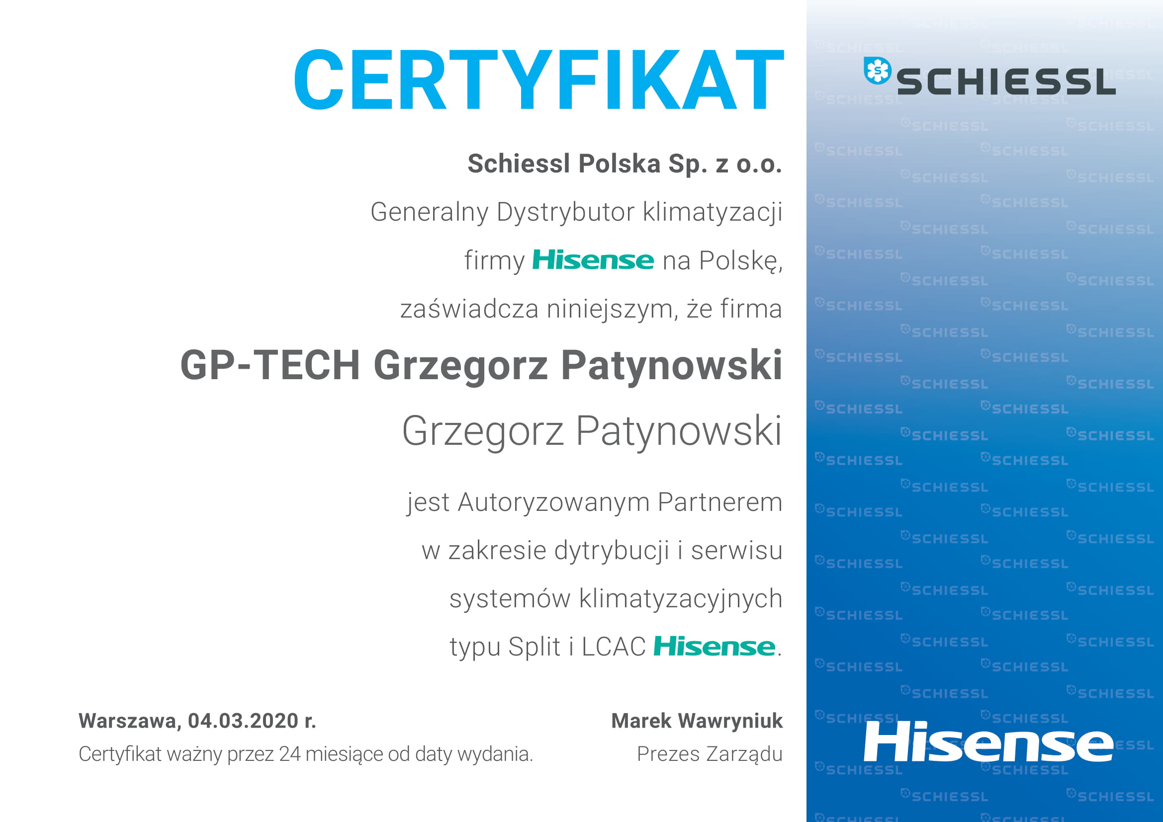 certyfikaty hisense 1